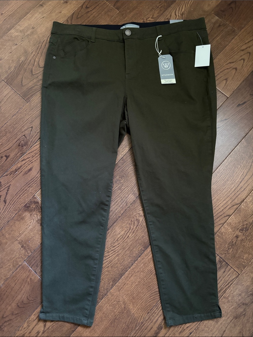 NEW Wit & Wisdom Ab Solution High Rise Ankle Skimmer Olive Green Pants Size 20W